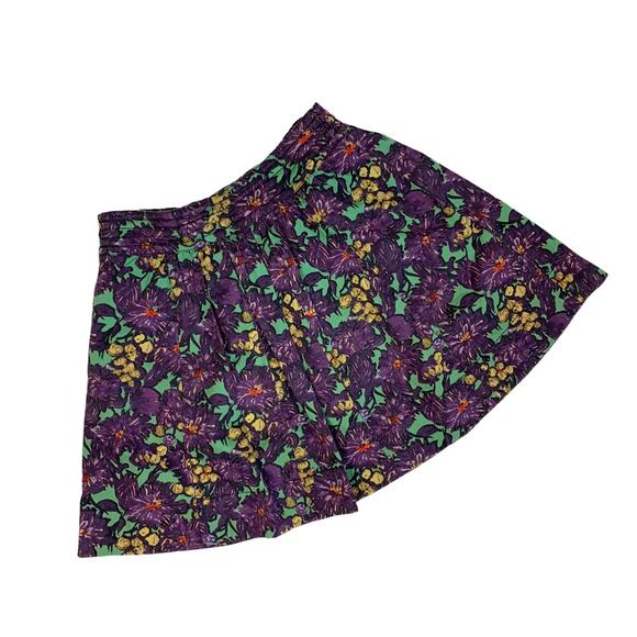 J. Crew Elsie Skirt Purple Nightfall Floral 4 S Green Yellow Small - Picture 4 of 9
